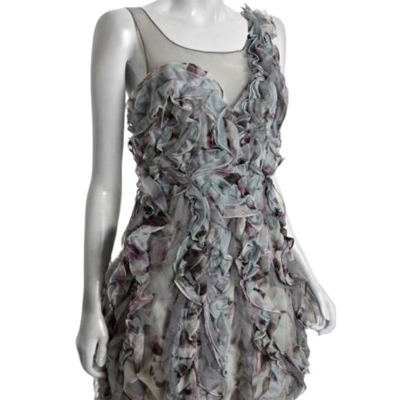NWT BCBGMAXAZRIA BCBG EVA SILK ORGANZA RUFFLE PETAL DRESS Sz 0 or 2 RETAIL $498 - Picture 1 of 3